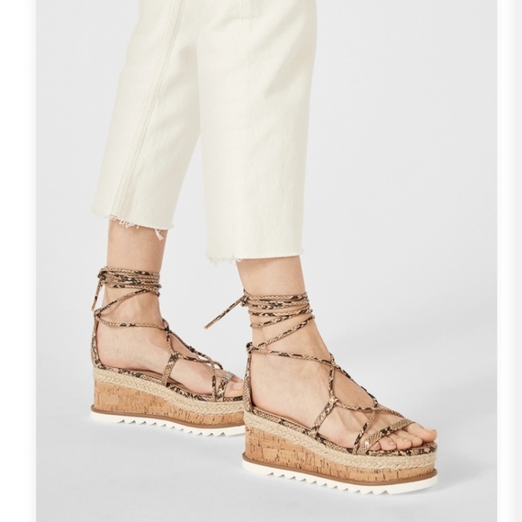 JustFab Shoes - Tonnya Tan Snake Wedges
